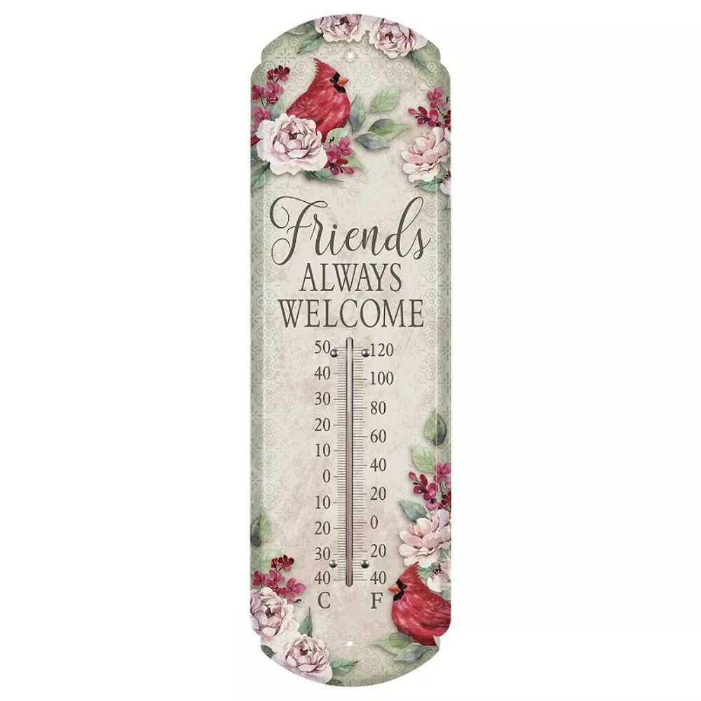 Carson "Friends Always Welcome" Indoor/Outdoor Garden Thermometer, New-in-Box